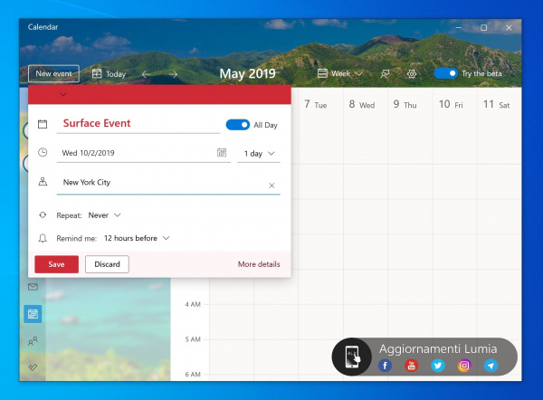 Технологии: Опубликованы скриншоты нового интерфейса приложения «Календарь» для Windows 10