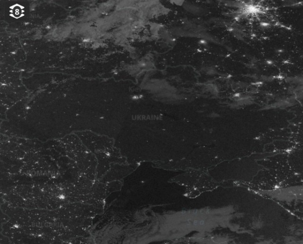Украина: Спутниковый снимок электрификации Украины на 17-е октября
