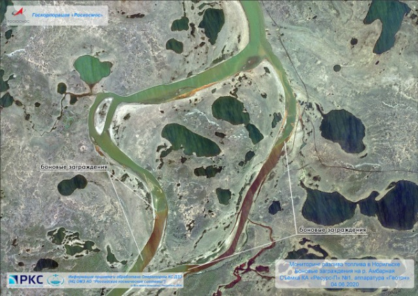 Природа: «Роскосмос» опубликовал спутниковые снимки места разлива нефтепродуктов под Норильском