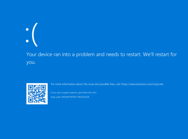 Технологии: Microsoft исследует проблемы, вызывающую BSOD «UNSUPPORTED_PROCESSOR» в Windows 11