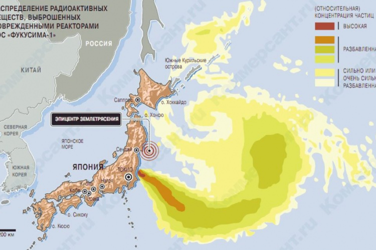 Фукусима зона отчуждения карта